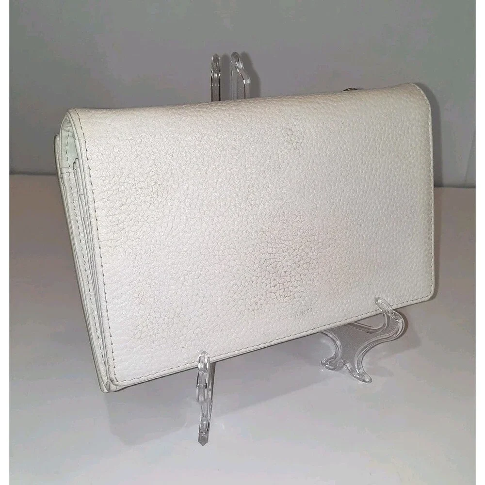 AllSaints Fetch Ecru Ivory Pebbled Leather Wallet Clutch Handbag Bag